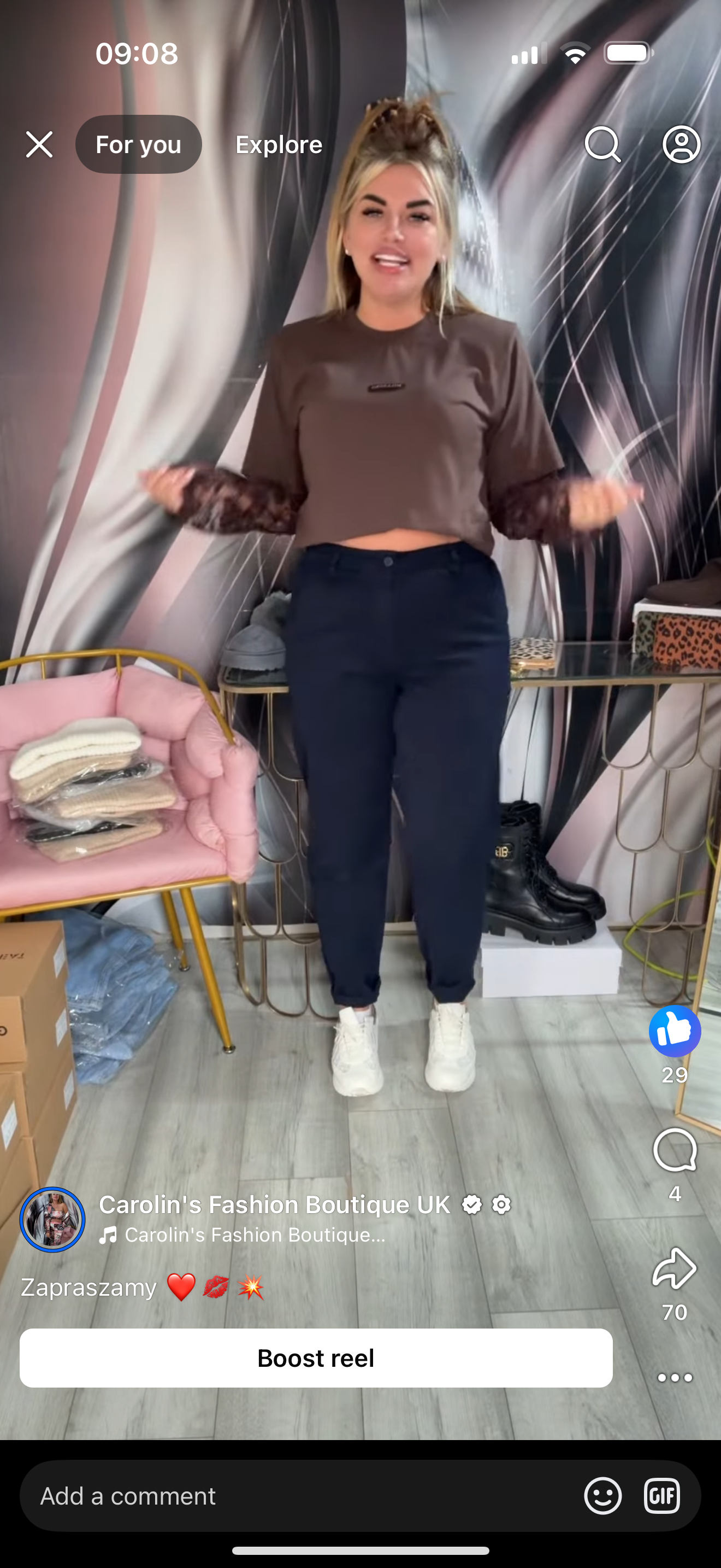 Bluzka Millagro czekolada £30 , spodnie L £20