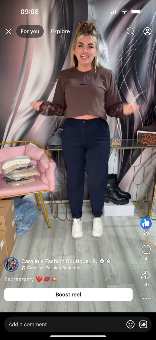 Bluzka Millagro czekolada £30 , spodnie L £20