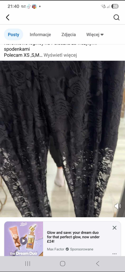 leginsy koronka £15 + top m/l £12 + bluza la perla czekolada korona £36 + komplet la perla leginsy bluza £50 + leginsy czekolada M £15 + legisny czarne M £15 + legisny milagro granat £25 + bluza la perla czarna £22 + kolczyki wkretki £7 + kolczyki duze